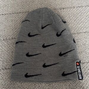 Nike Gray and Black Logo Beanie kids